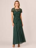 Adrianna Papell Beaded Godet Maxi Dress, Dusty Emerald
