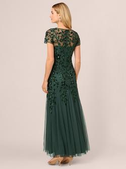 Adrianna Papell Beaded Godet Maxi Dress, Dusty Emerald - view 2, Dusty Emerald