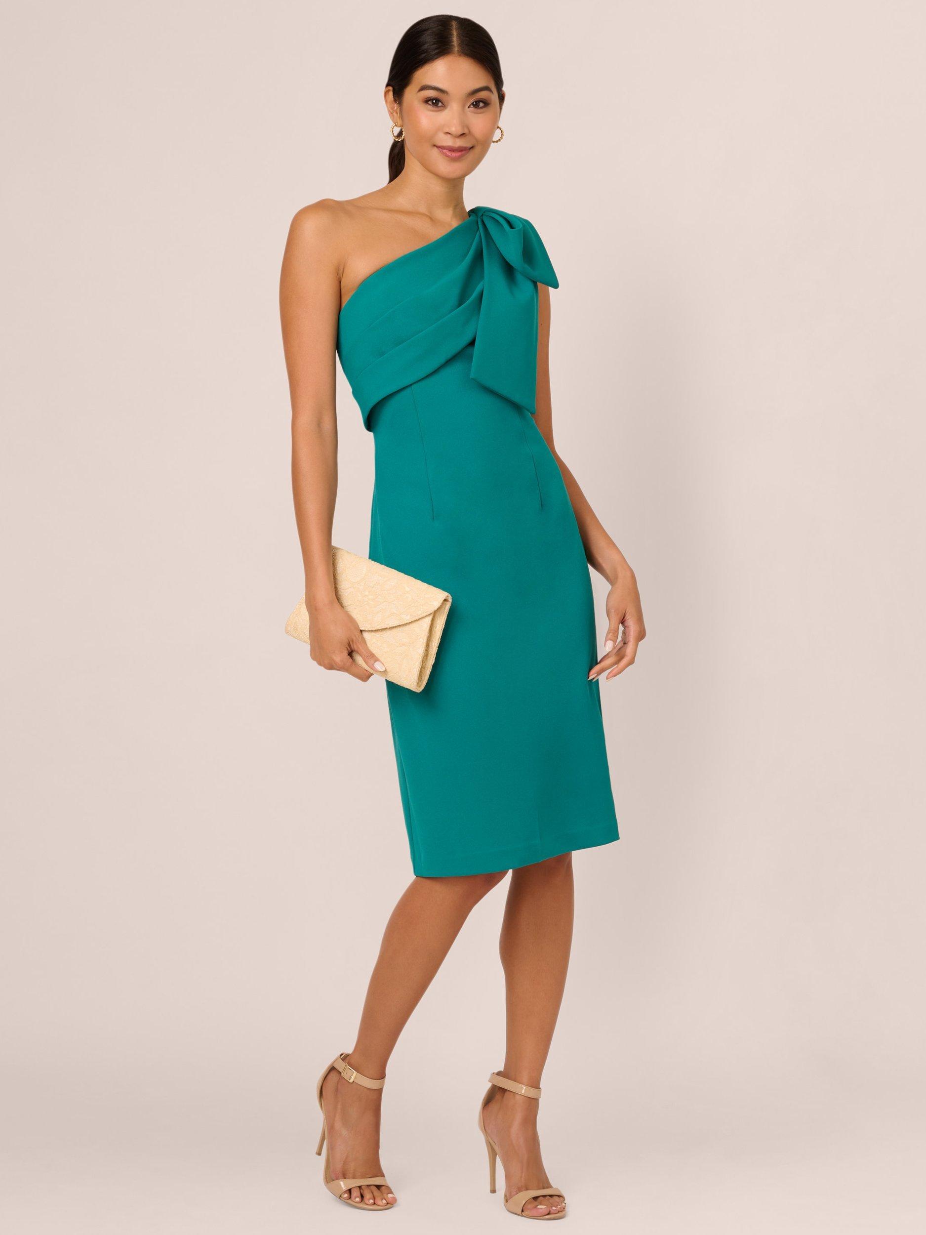 【海外限定】AdriannaPapell ドレス☆Crepe Asymmetric Bow Maxi Adrianna Papell Crepe Asymmetrical One Shoulder Neck