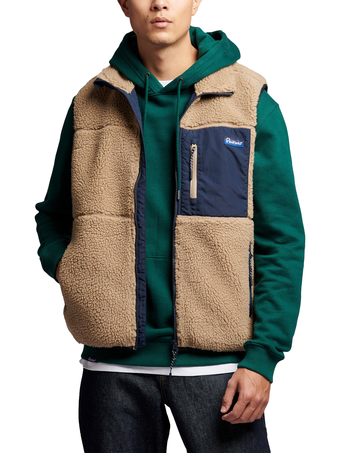 Product image 1 of 10, which shows Penfield Mattawa Fleece Vest, Chinchilla, S