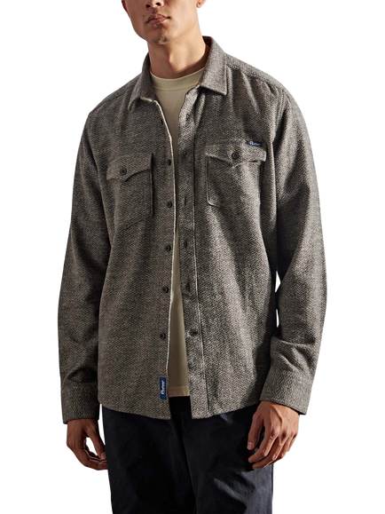 Penfield Cotton Regular Fit Textured Herringbone Overshirt, Mid Grey Heather, Mid Grey Heather