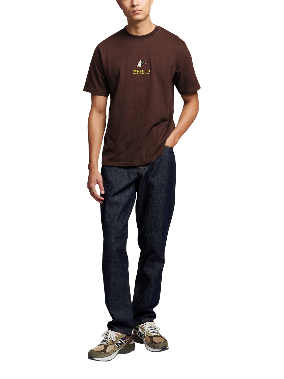 Product image 2 of 5, which shows Penfield Cotton Mallard Logo Sweatshirt, Chicory Coffee, S