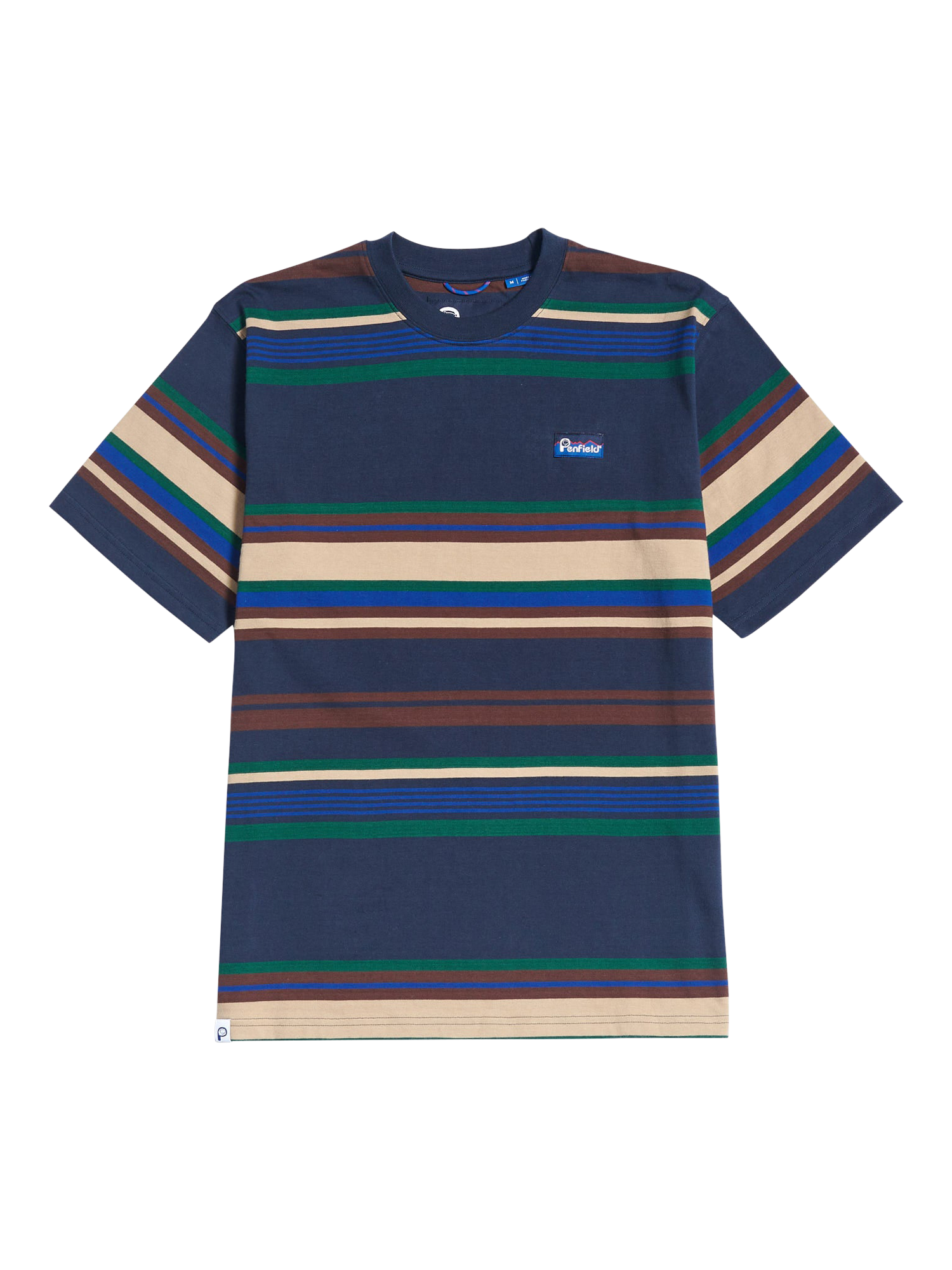 Product image 6 of 6, which shows Penfield Cotton Regular Fit Short Sleeve Stripe T-Shirt, Navy/Multi, S