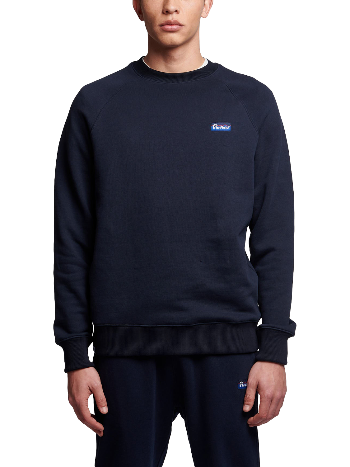 Product image 1 of 9, which shows Penfield Box Logo Sweatshirt, Navy Blazer, S