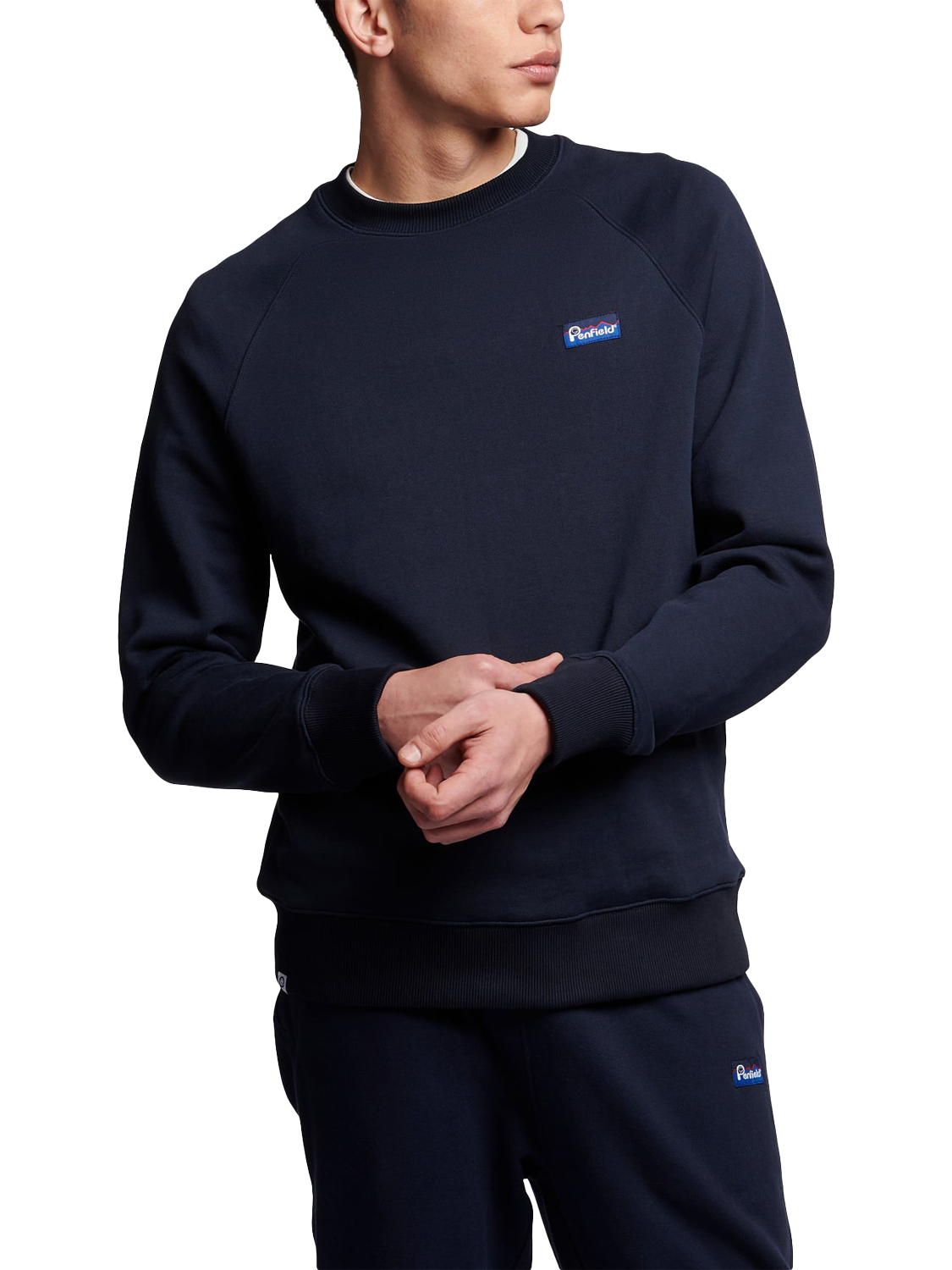 Product image 6 of 9, which shows Penfield Box Logo Sweatshirt, Navy Blazer, S