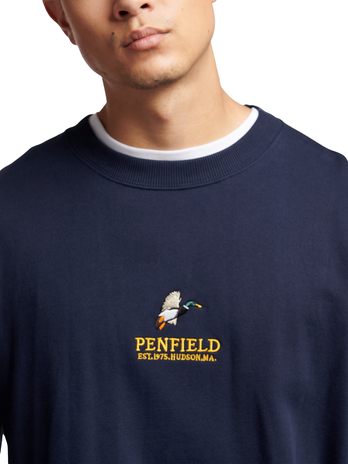 Product image 3 of 6, which shows Penfield Cotton Mallard Logo Sweatshirt, Navy Blazer, S