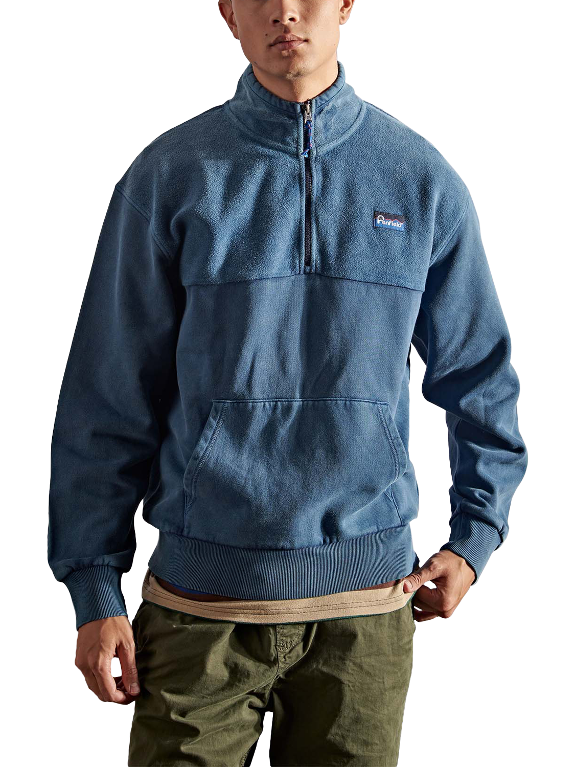 Product image 1 of 7, which shows Penfield Washed Panelled Funnel Neck Sweatshirt, Navy Blazer, S