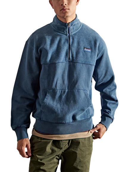 Penfield Washed Panelled Funnel Neck Sweatshirt, Navy Blazer, Navy Blazer