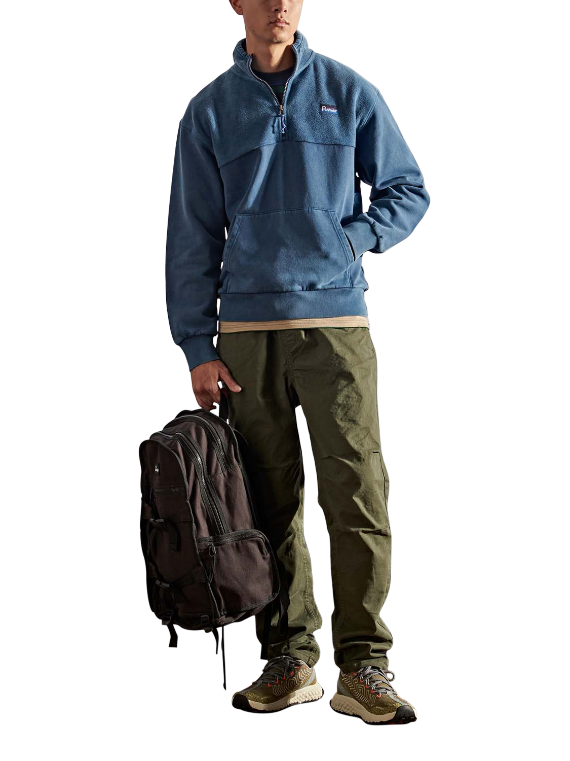 Product image 2 of 7, which shows Penfield Washed Panelled Funnel Neck Sweatshirt, Navy Blazer, S