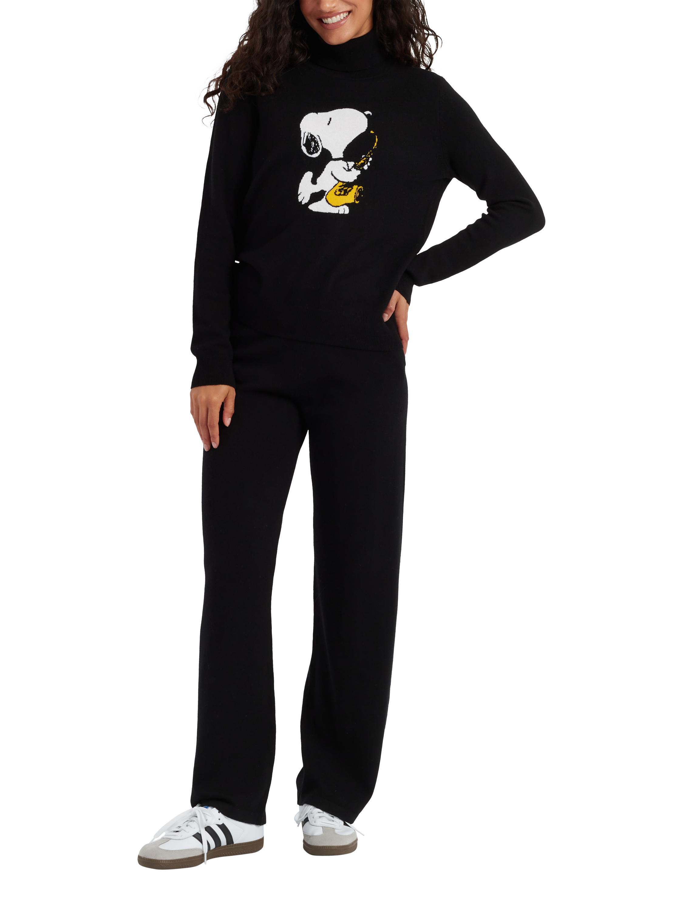Chinti & Parker Snoopy Saxophone Wool Rich Jumper, Black