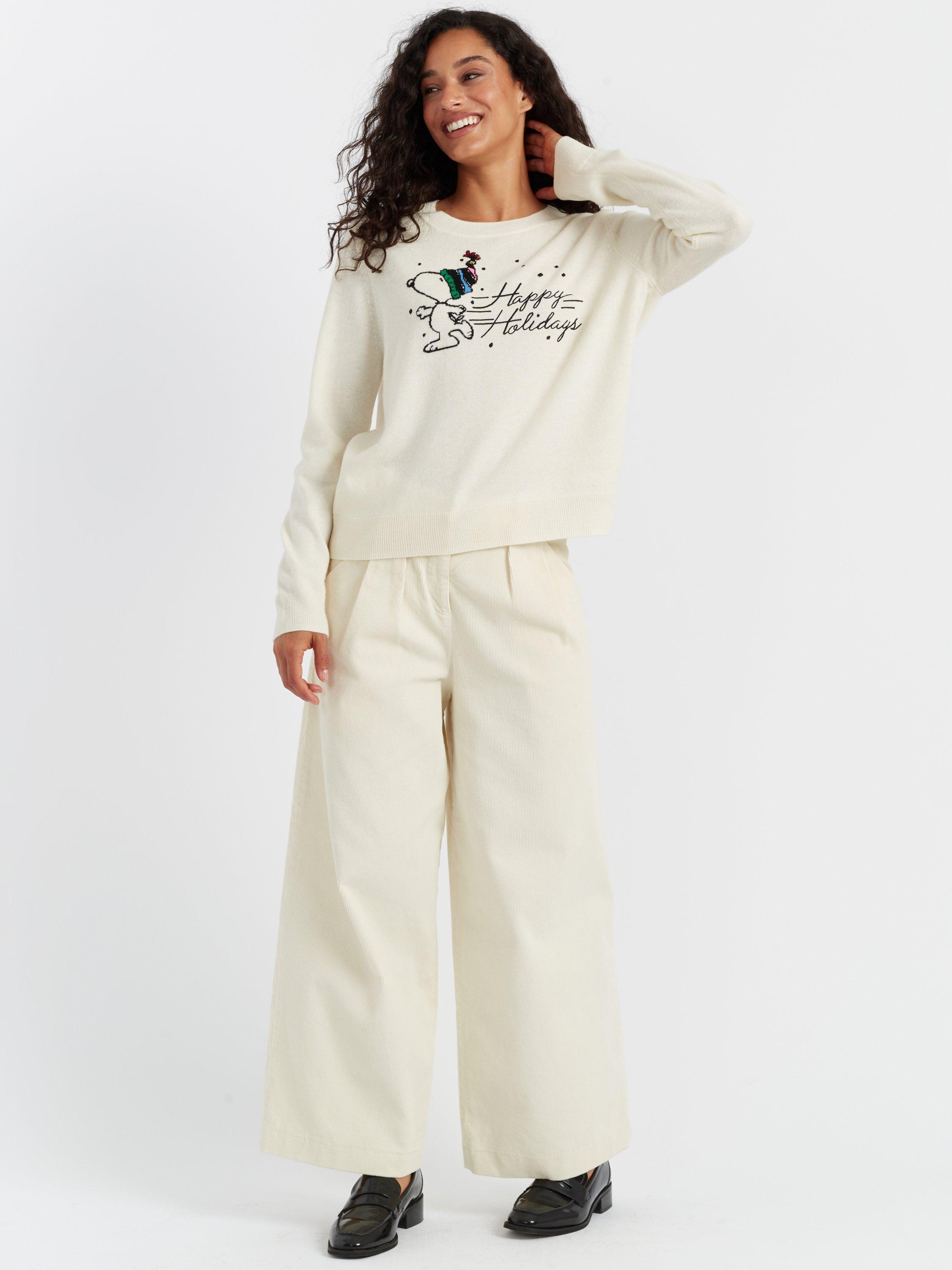 Chinti & Parker Snoopy Happy Holidays Wool Rich Jumper, Cream/Multi