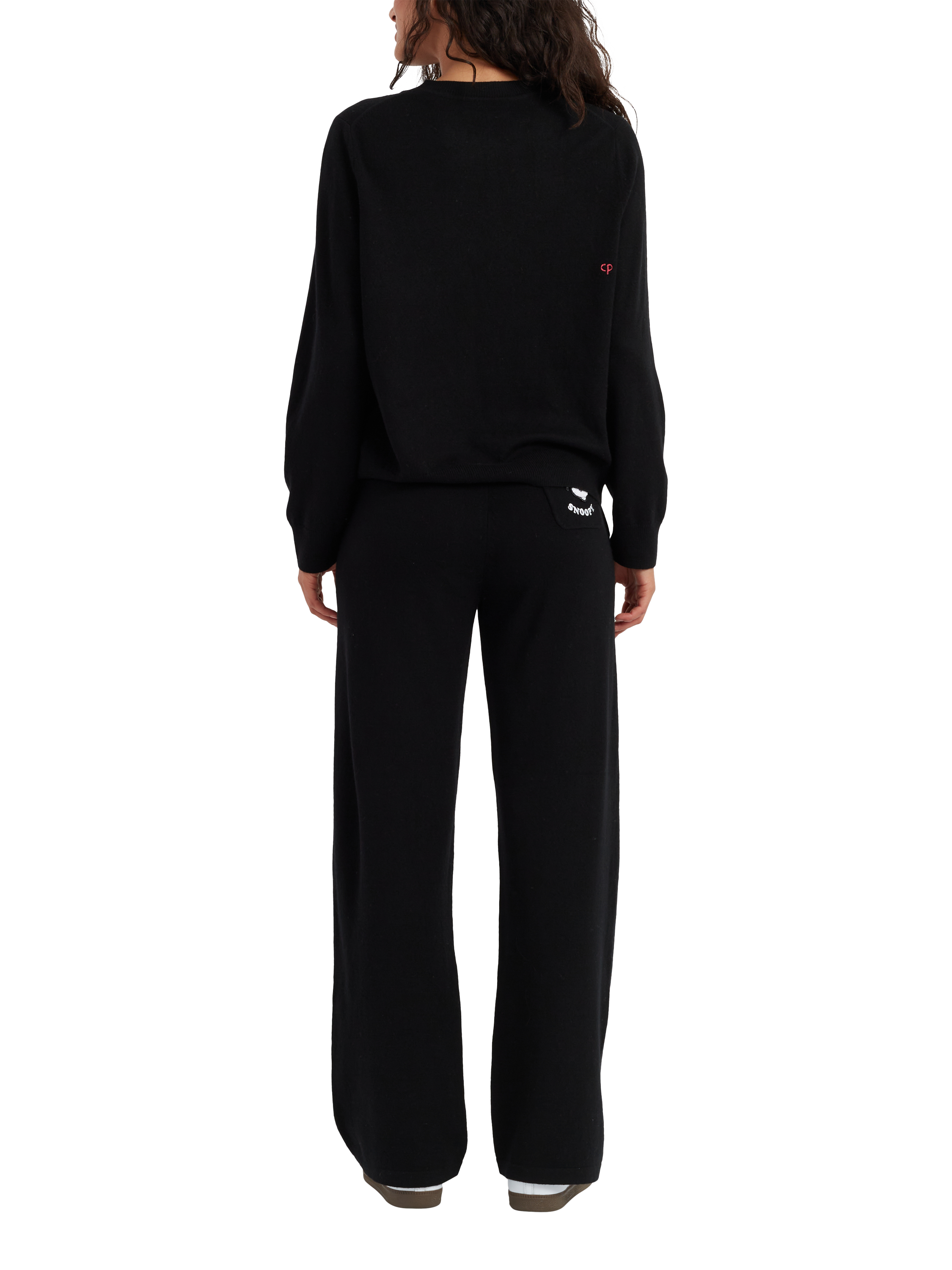 Product image 2 of 3, which shows Chinti & Parker Snoopy Intarsia Wool Rich Jumper, Black, XS