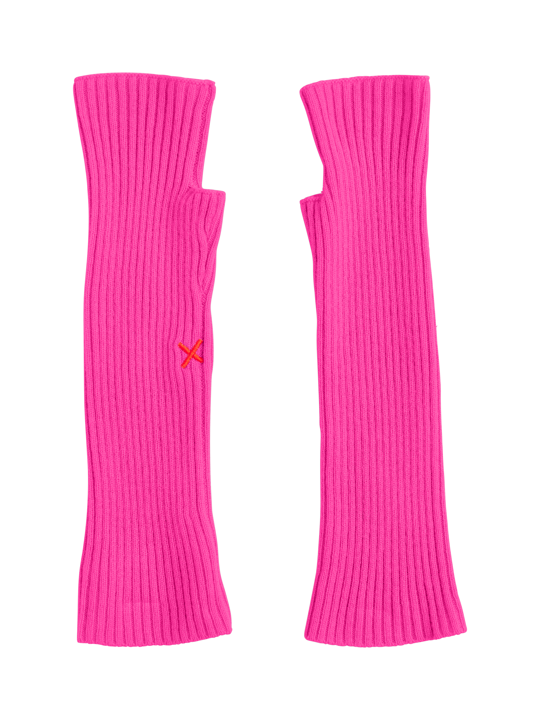 Product image 1 of 2, which shows Chinti & Parker Wool & Cashmere Fingerless Gloves, Hot Pink, One Size