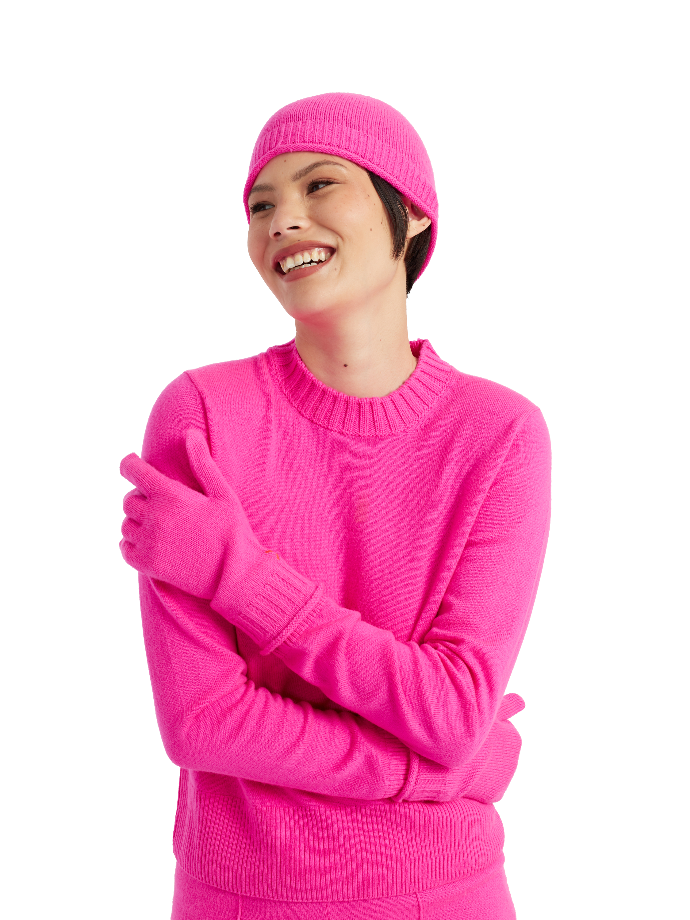 Product image 2 of 2, which shows Chinti & Parker Wool & Cashmere Blend Gloves, Hot Pink, One Size