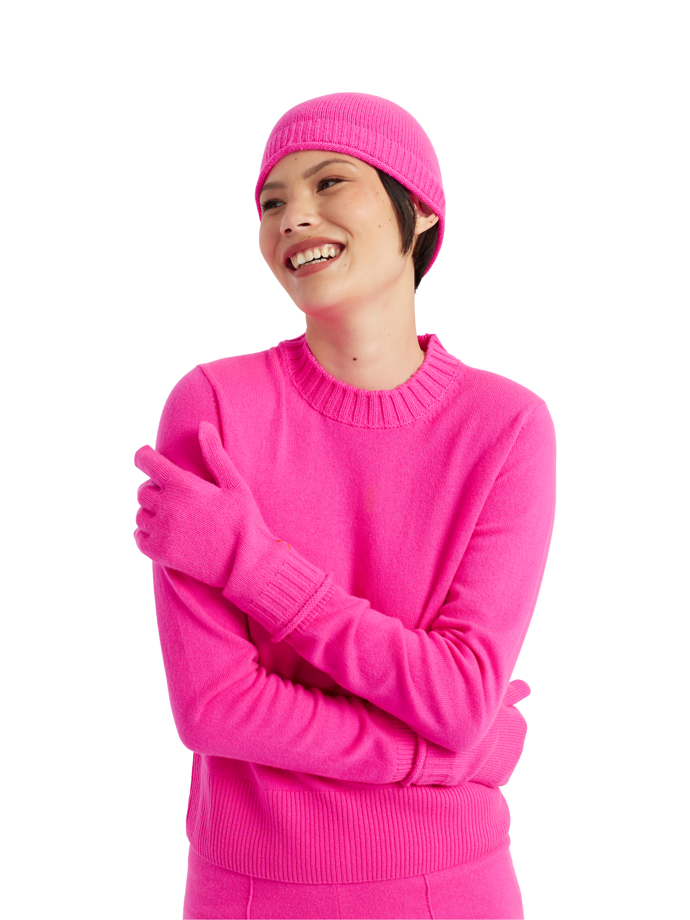 Product image 2 of 2, which shows Chinti & Parker Wool Cashmere Beanie, Hot Pink, One Size
