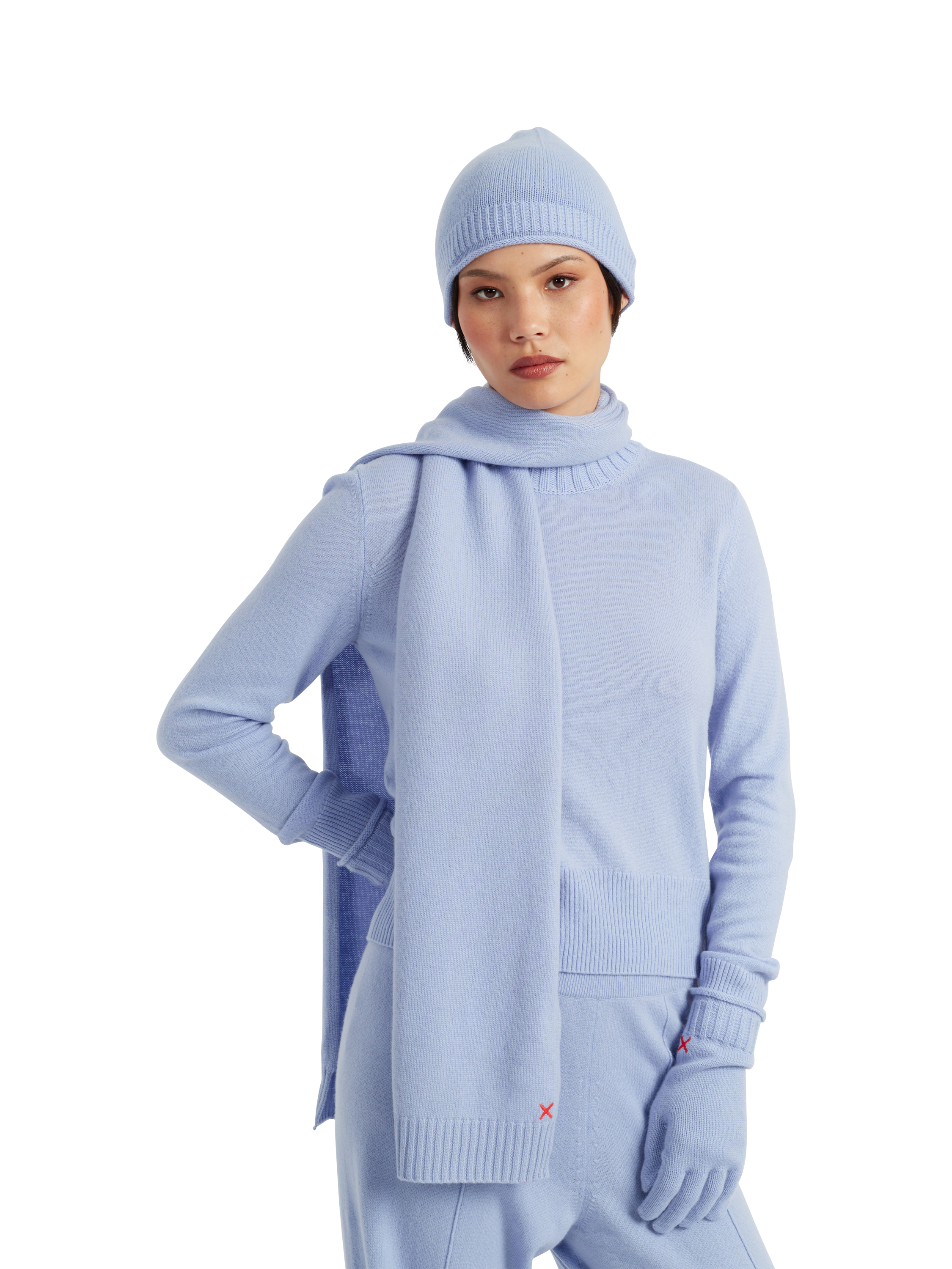 Product image 2 of 2, which shows Chinti & Parker Wool Cashmere Scarf, Washed Blue, One Size