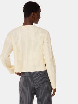 Whistles Cable Detail Crew Neck Jumper, Ivory - view 2, Ivory