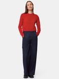 Whistles Cashmere Crop Crew Jumper, Red
