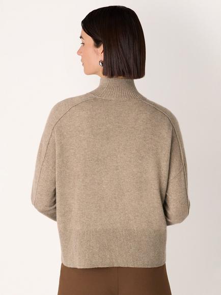 Whistles Cashmere Funnel Neck Jumper - view 2, Oatmeal