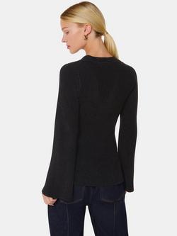 Whistles Chenille V Neck Knit Top, Black - view 2, Black