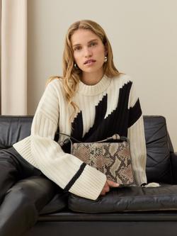 Whistles Graphic Intarsia Wool Rich Jumper, Ivory/Multi, Ivory/Multi