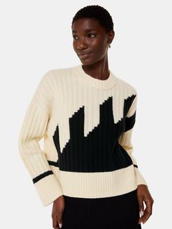 Whistles Graphic Intarsia Wool Rich Jumper, Ivory/Multi - view 2, Ivory/Multi