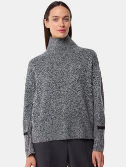 Whistles Wool Fleck Roll Neck Jumper, Grey/Black, Grey/Black