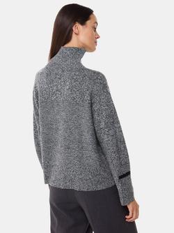 Whistles Wool Fleck Roll Neck Jumper, Grey/Black - view 2, Grey/Black