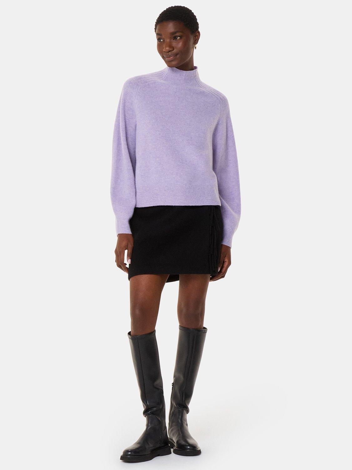 Product image 1 of 5, which shows Whistles Wool Funnel Neck Knit, Lilac, L