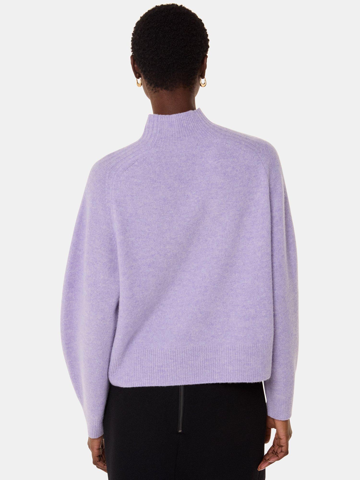 Product image 2 of 5, which shows Whistles Wool Funnel Neck Knit, Lilac, L