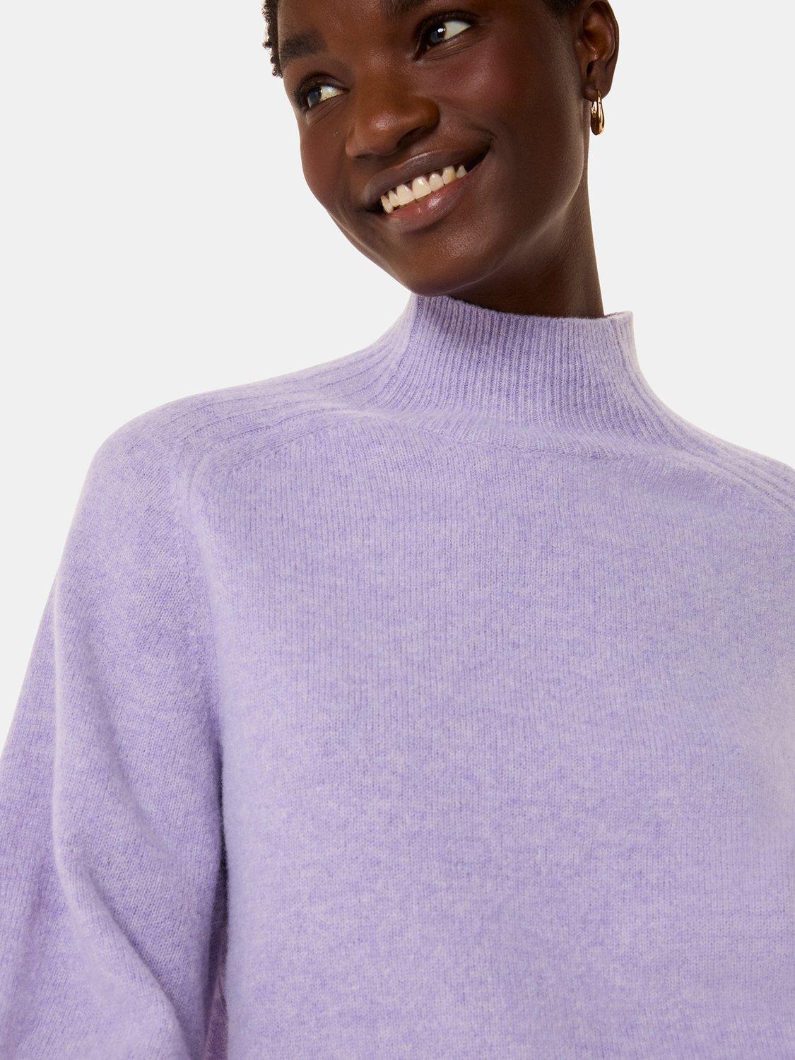 Product image 4 of 5, which shows Whistles Wool Funnel Neck Knit, Lilac, L