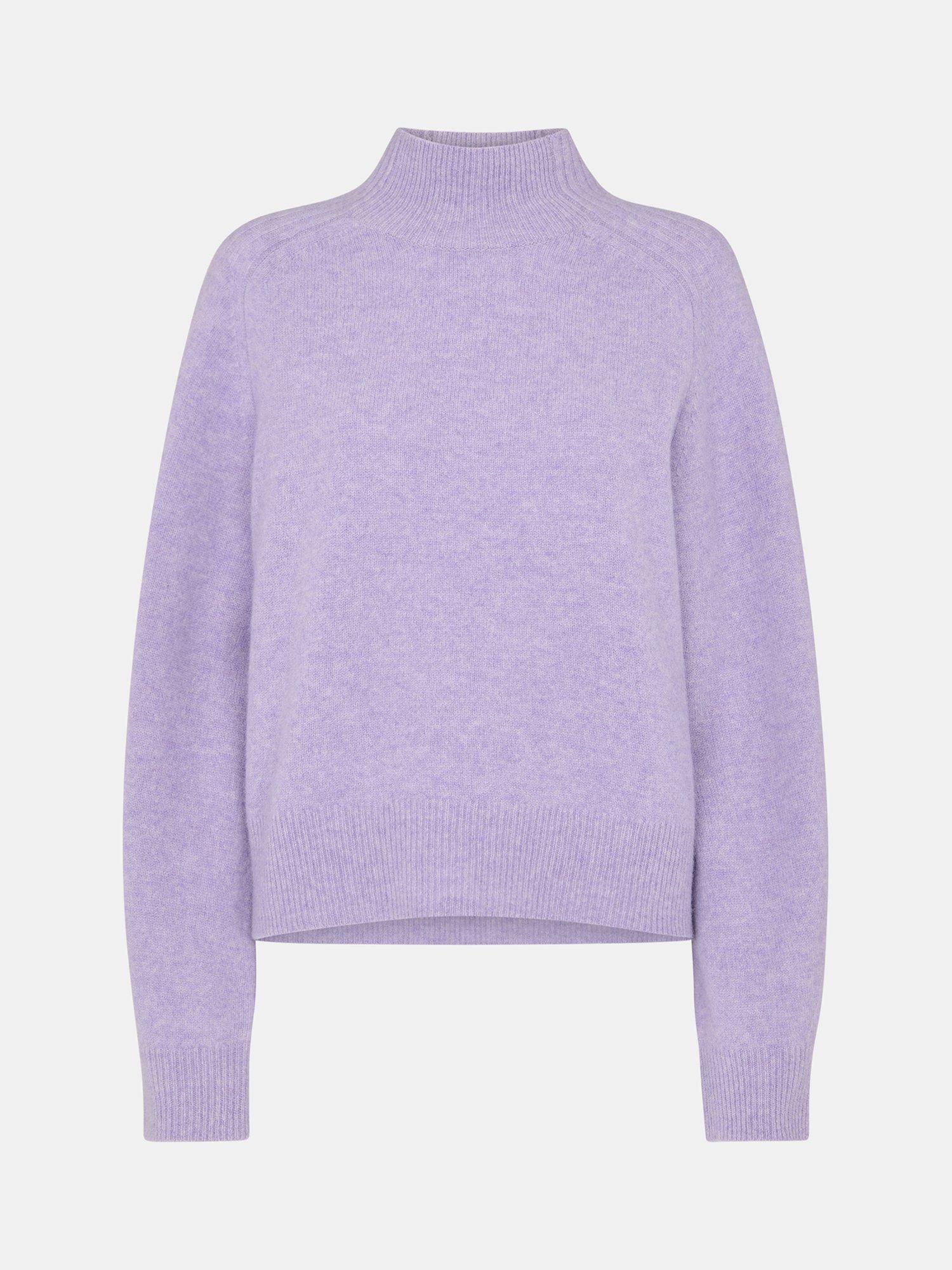 Product image 5 of 5, which shows Whistles Wool Funnel Neck Knit, Lilac, L