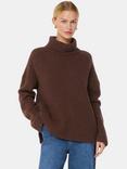 Whistles Wool Roll Neck Knit Jumper, Brown