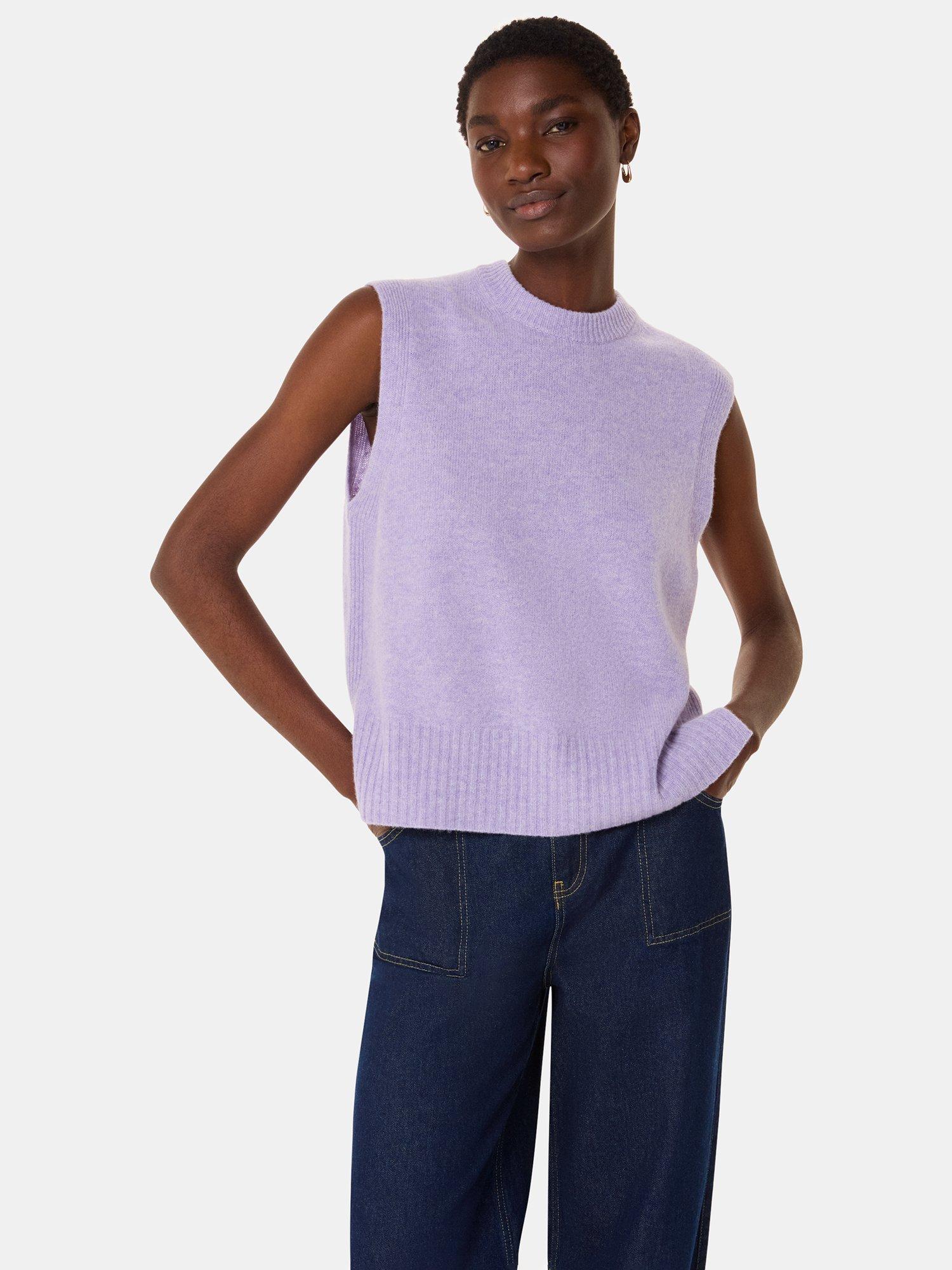 Product image 1 of 5, which shows Whistles Wool Sleeveless Tank, Lilac, L
