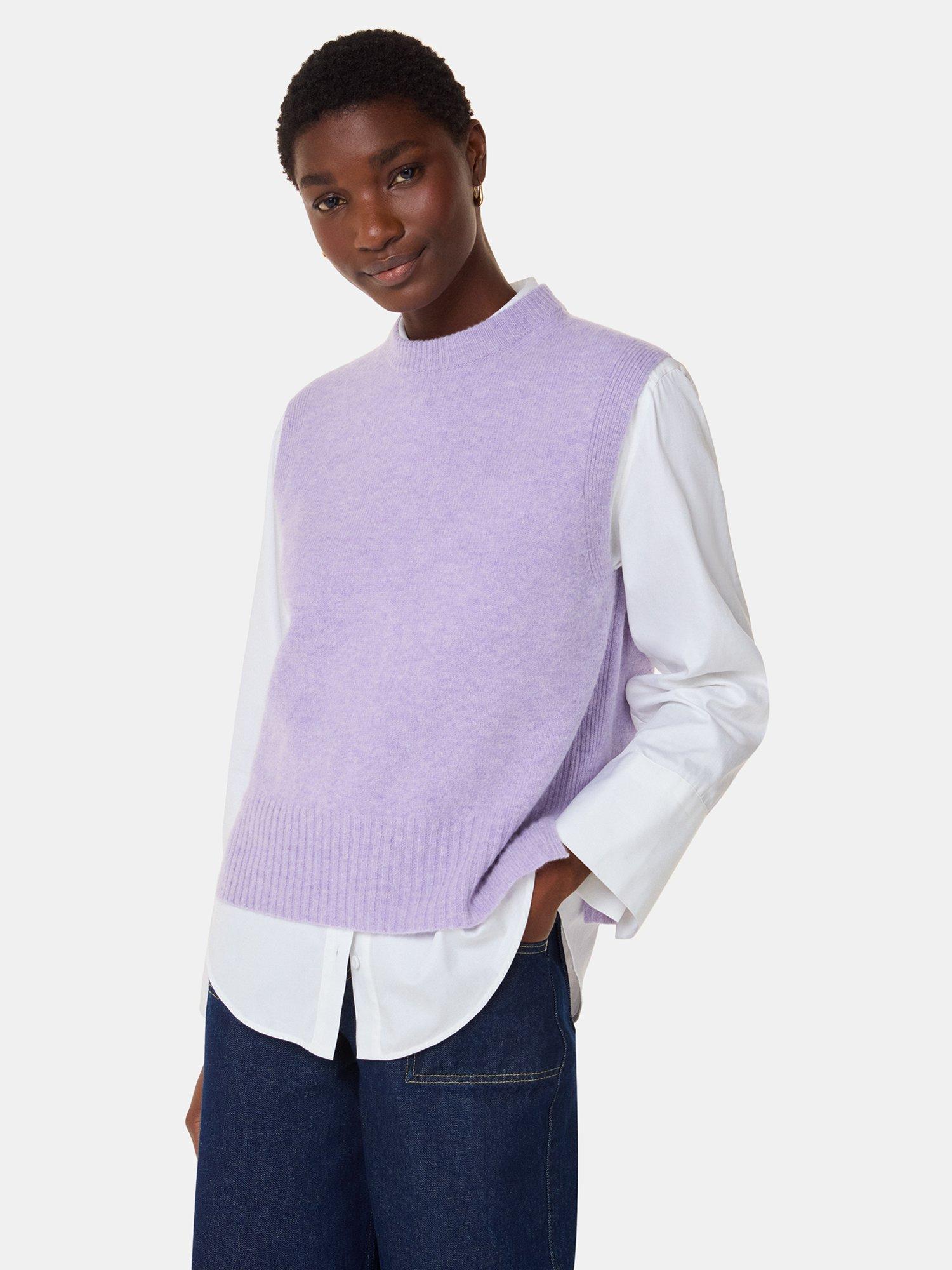 Product image 3 of 5, which shows Whistles Wool Sleeveless Tank, Lilac, L