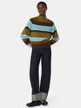 Whistles Stripe Funnel Neck Pure Wool Jumper, Multi