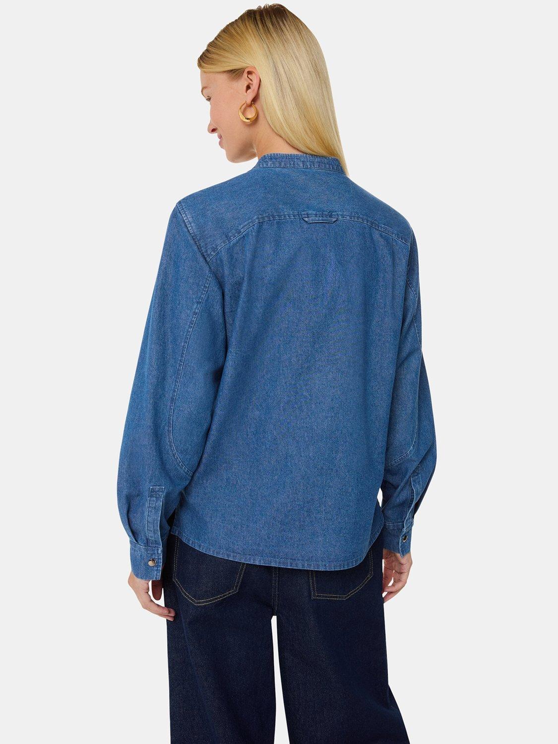 Product image 2 of 5, which shows Whistles Pintuck Detail Denim Shirt, Blue, 6