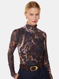 Whistles Misty Leopard Mesh Top, Multi