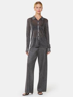 Whistles Sparkle Knitted Trousers, Black/Multi, Black/Multi