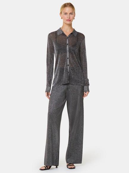 Whistles Sparkle Knitted Trousers, Black/Multi, Black/Multi