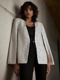 Mint Velvet Sequin Cape Jacket, Natural Cream