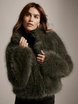 Hobbs Faux Fur Florence Coat Silver