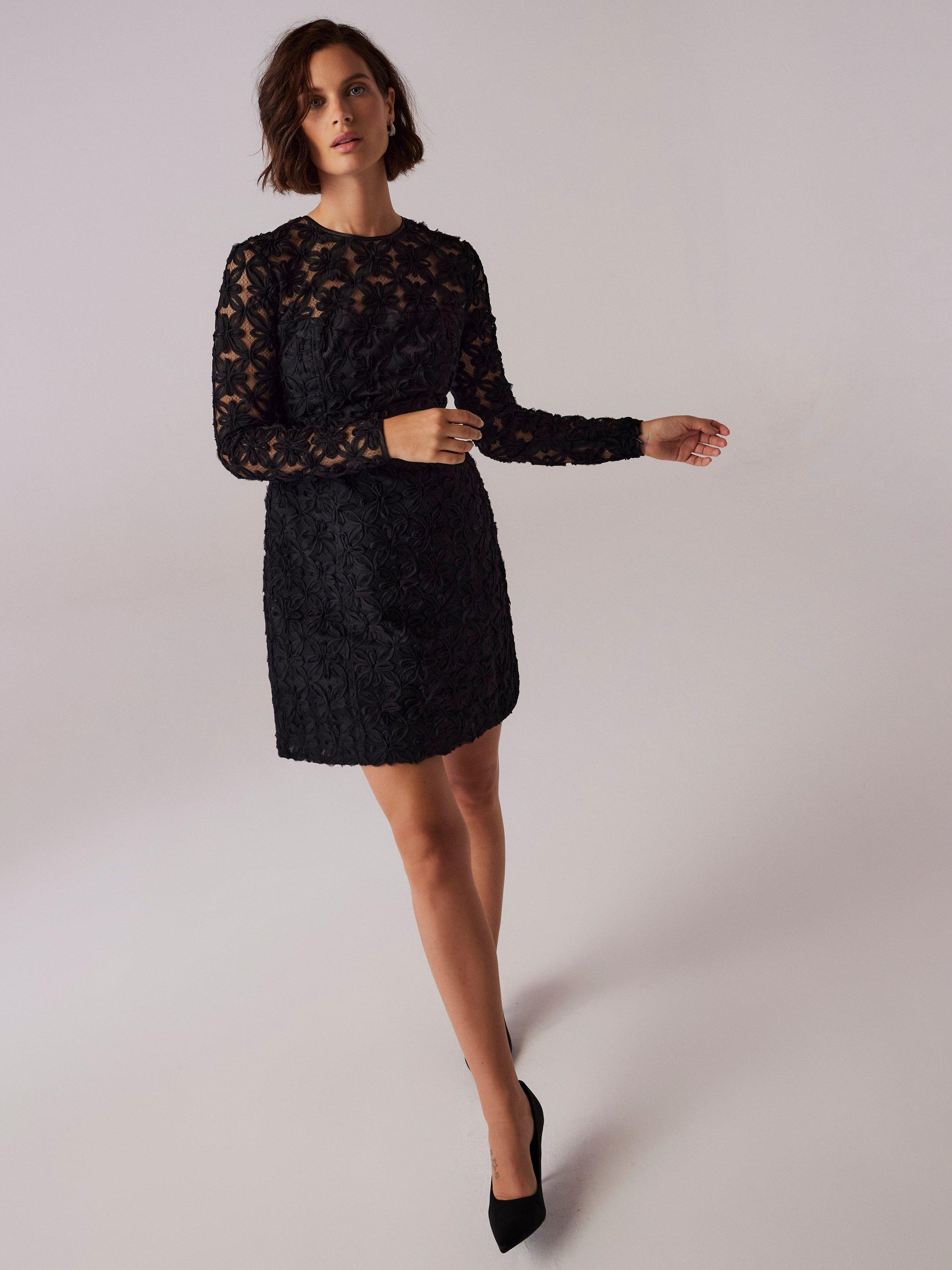 Mint Velvet Lace Mini Dress Black