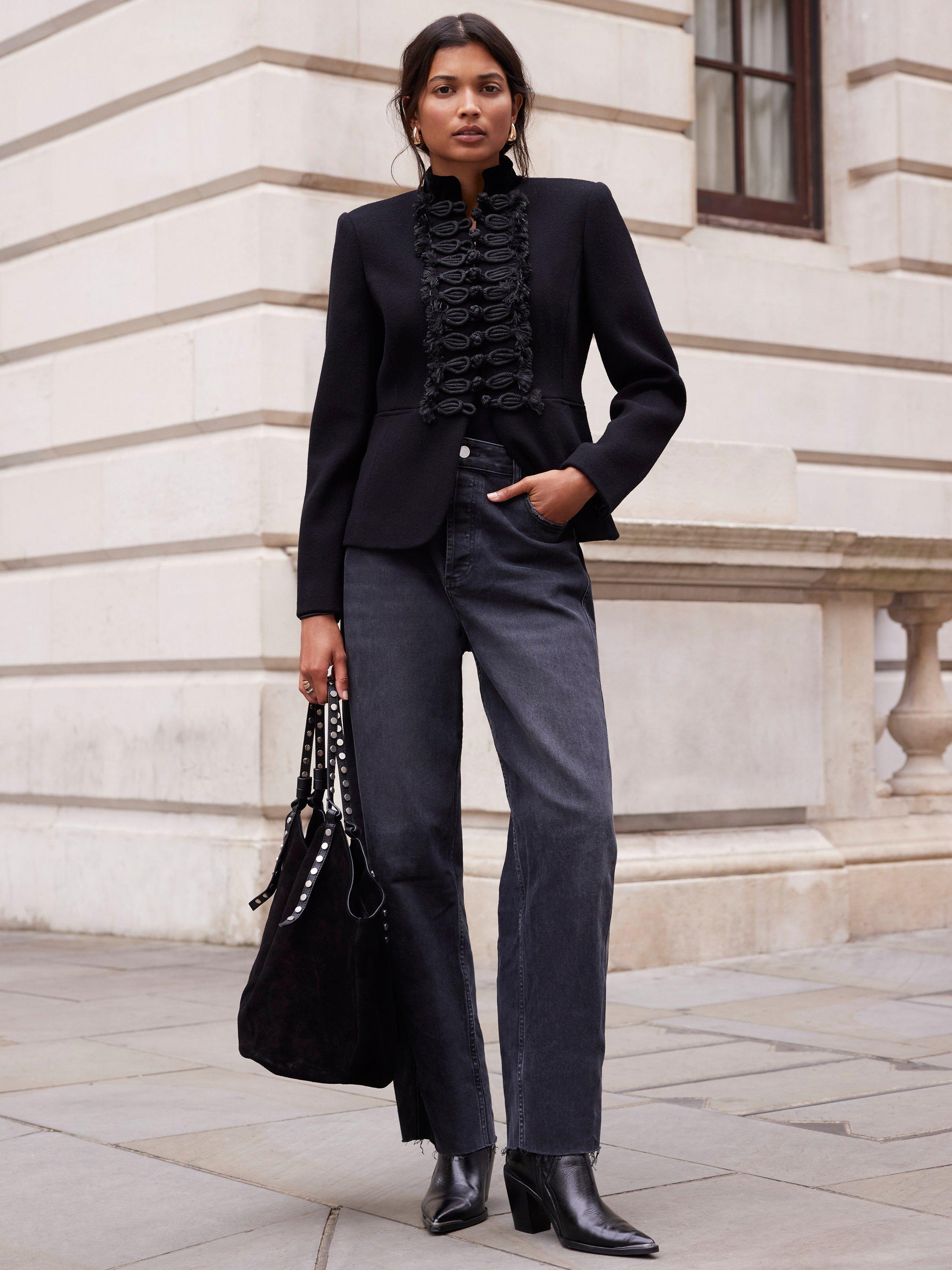 Product image 2 of 7, which shows Mint Velvet High Rise Tapered Jeans, Black, 6R