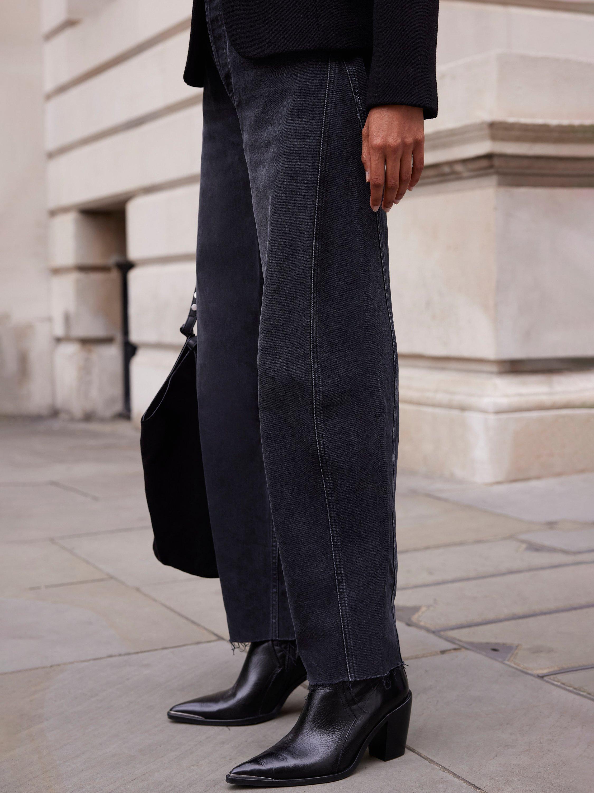 Product image 3 of 7, which shows Mint Velvet High Rise Tapered Jeans, Black, 6R
