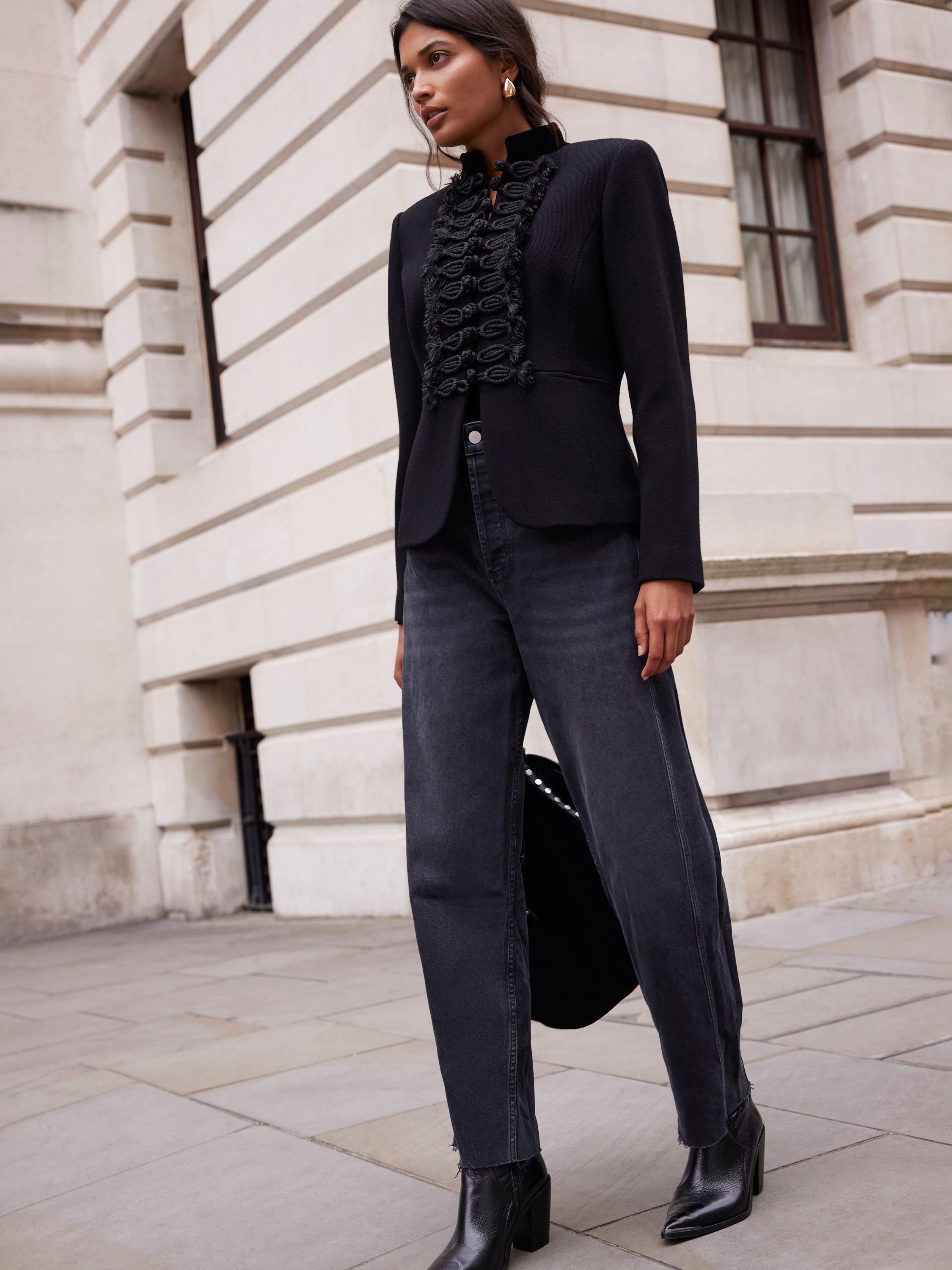 Product image 4 of 7, which shows Mint Velvet High Rise Tapered Jeans, Black, 6R