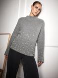 Mint Velvet Pearl Embellished Jumper, Grey