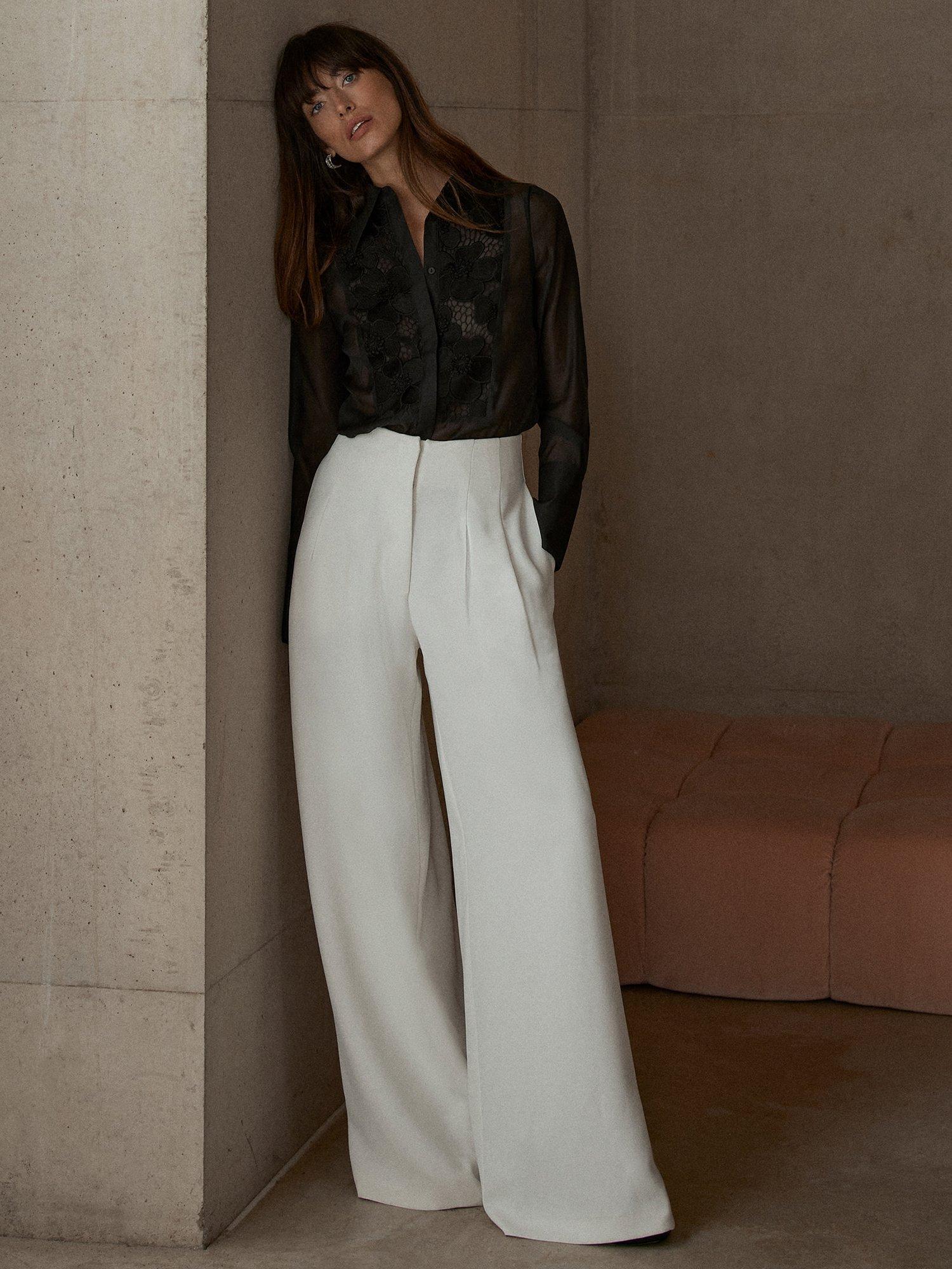 Mint Velvet Floral Organza Applique Shirt, Black