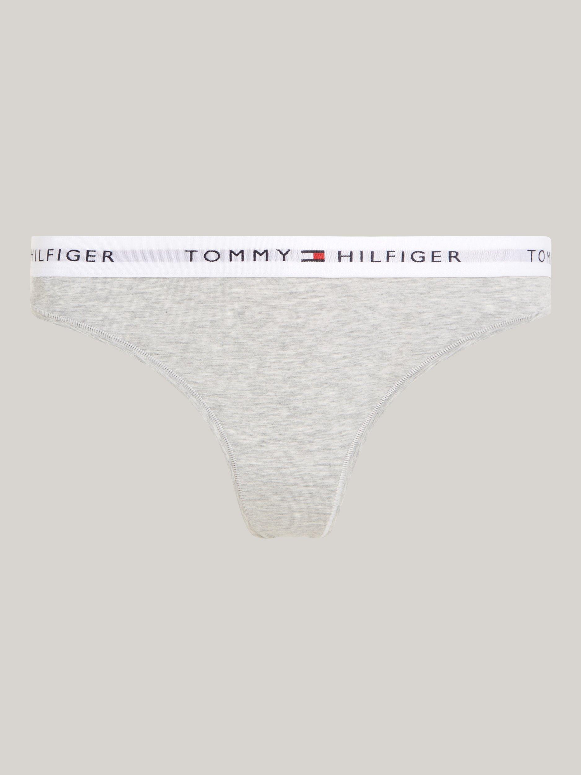 Product image 5 of 5, which shows Tommy Hilfiger Logo Waistband Thong, Light Grey Heather, XS