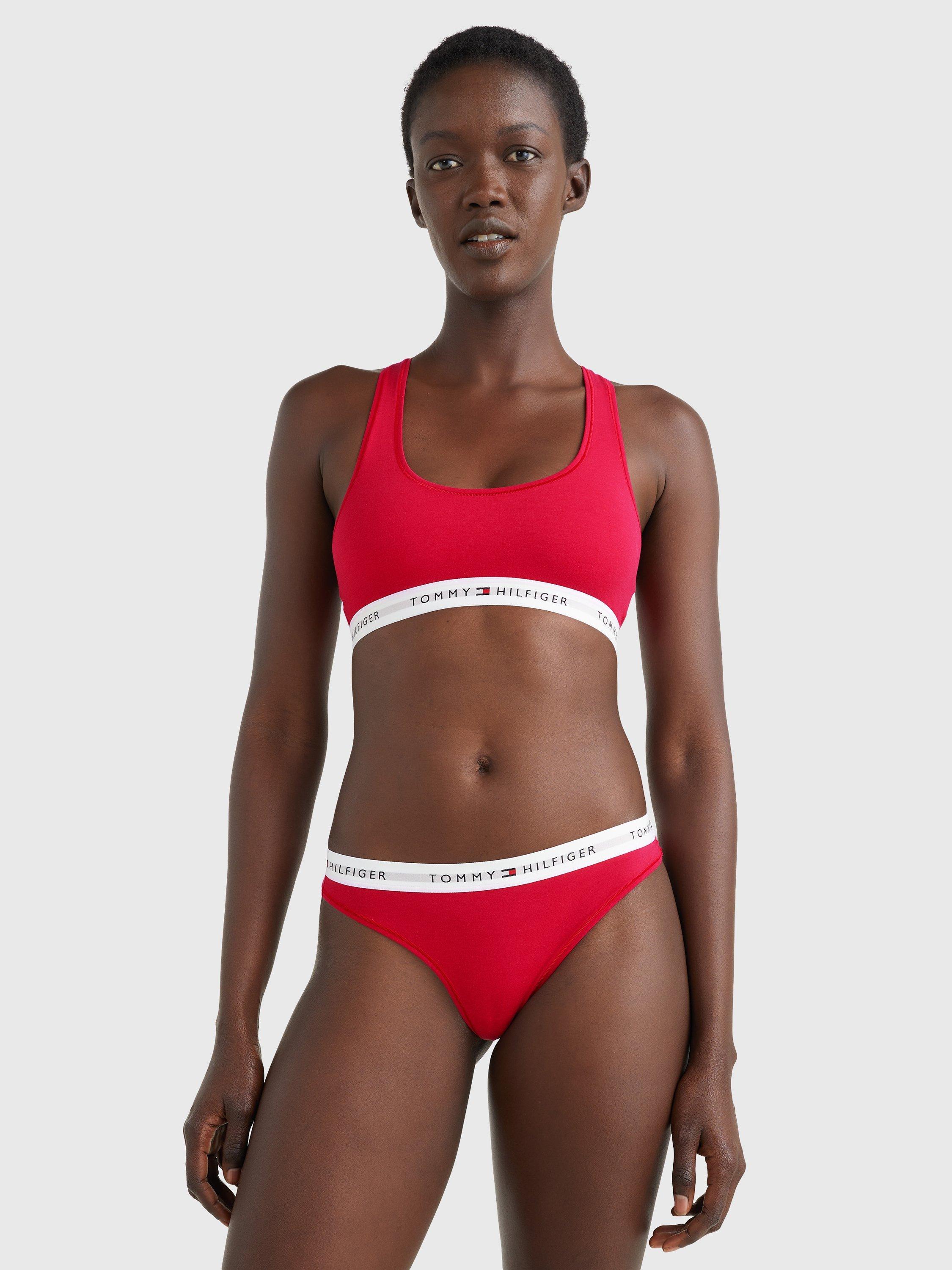 Product image 3 of 4, which shows Tommy Hilfiger Logo Waistband Thong, Primary Red, XS